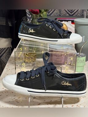Vintage Cole Haans Nike Air Black Patent Leather Sneaker Low Top Lace Up,Size 7B